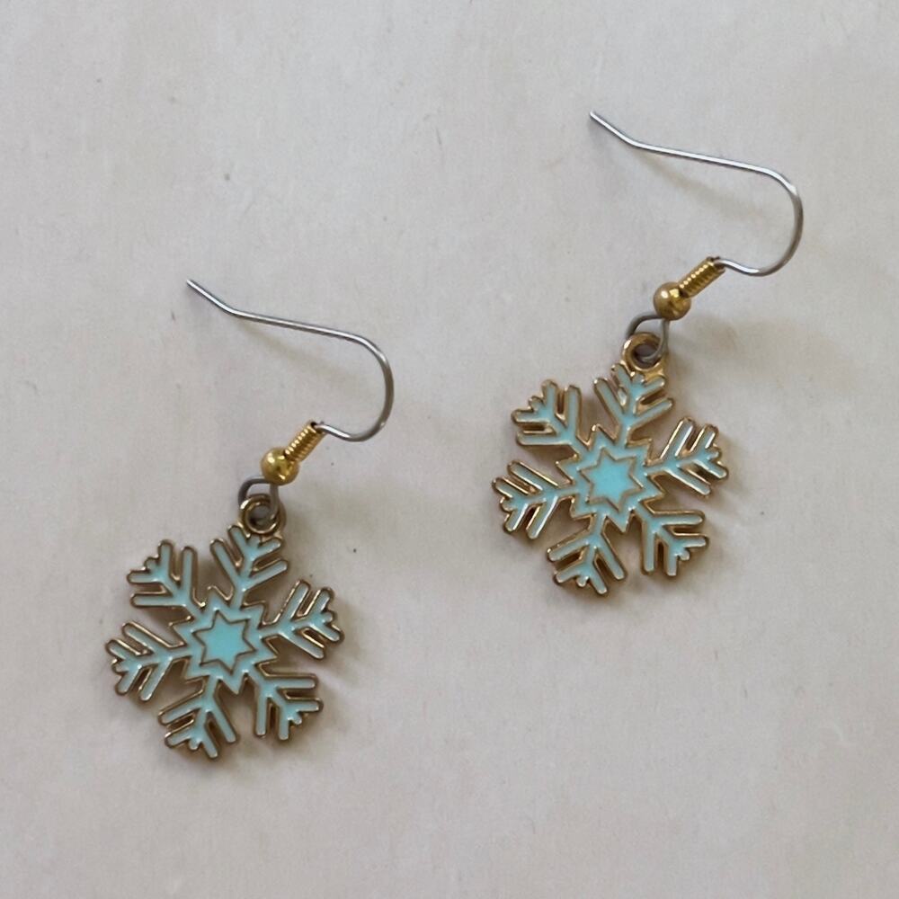 Pastel Blue Snowflake Earrings